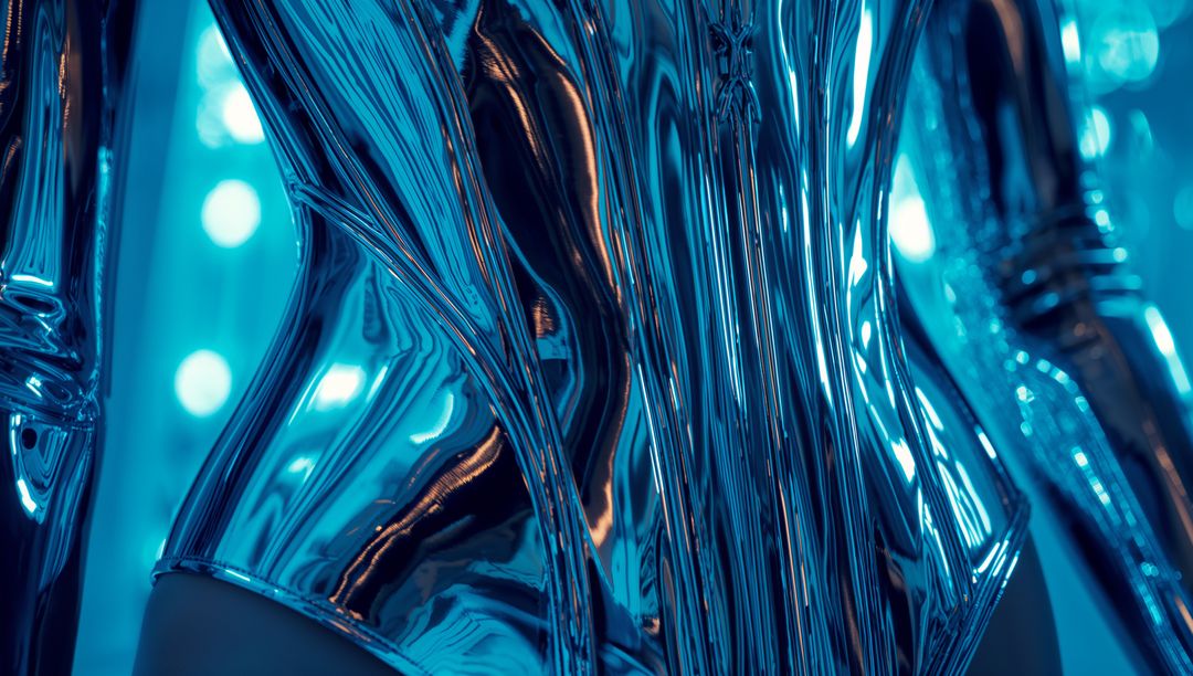 Futuristic Chrome Mannequin with Blue LED Illumination