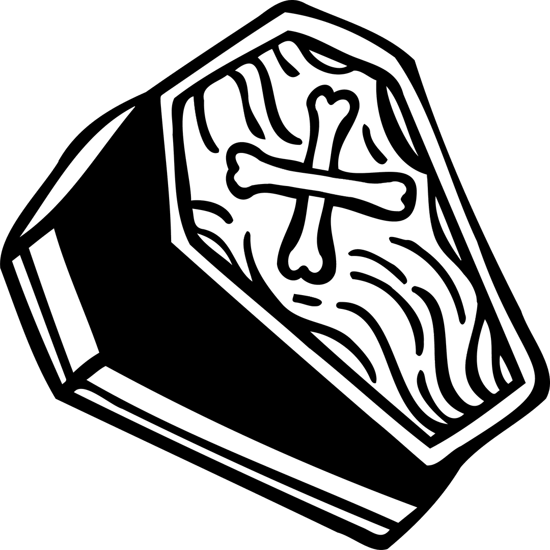 Gothic Coffin Illustration with Wood Grain and Bone Cross Design