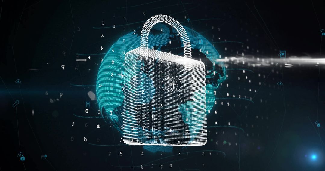 3D Padlock Symbolizing Global Cybersecurity in Digital Network