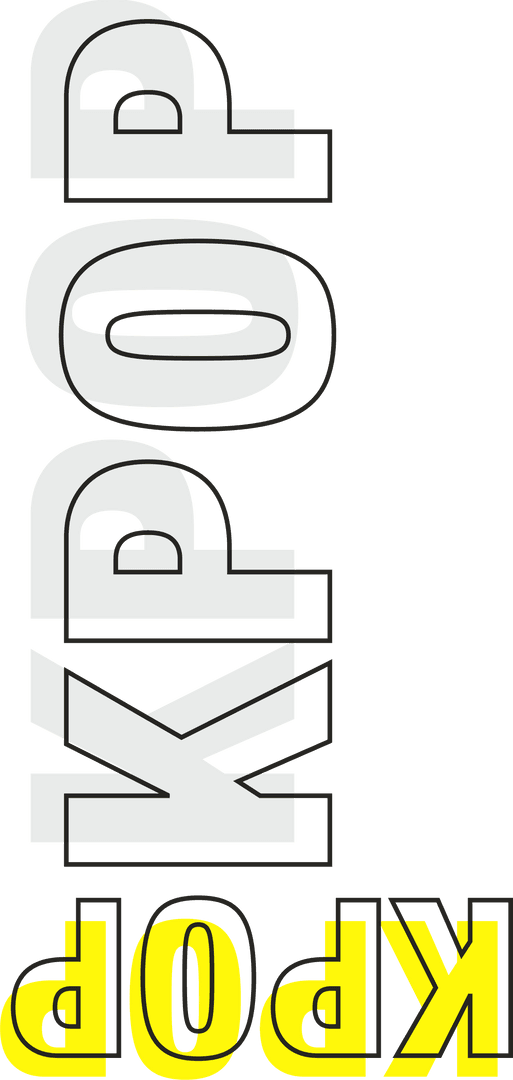 Modern KPOP Typography with Layered Shadow Transparent Background