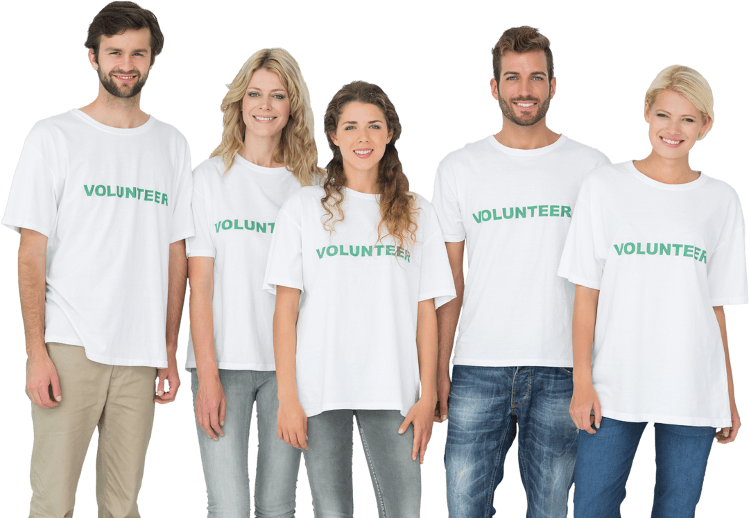 Group of Happy Volunteers in Transparent Background Smiling