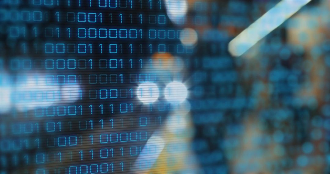 Binary Code Display on Abstract Digital Interface Background
