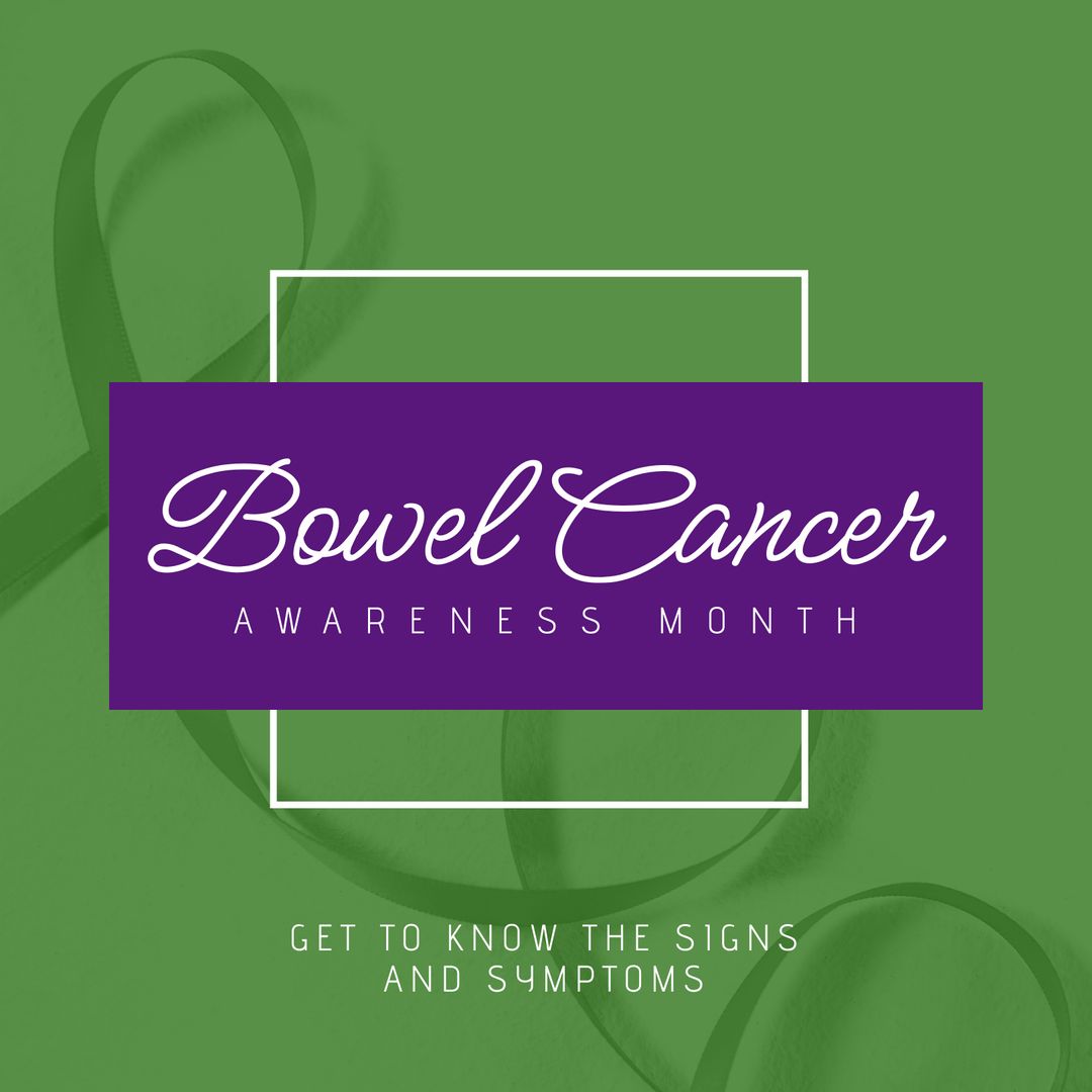 Bowel Cancer Awareness Month Banner with Informative Ribbon Design