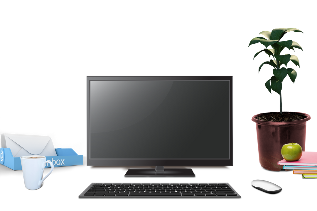 Transparent Computer Monitor, Keyboard, and Desk Essentials - Download Free Stock Images Pikwizard.com