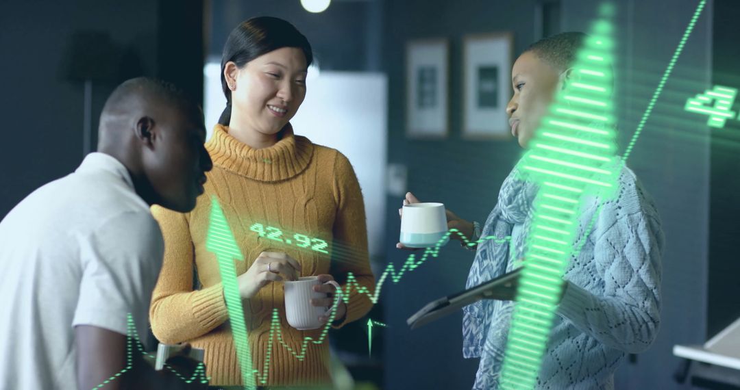 Diverse Team Discussing Financial Data in Office