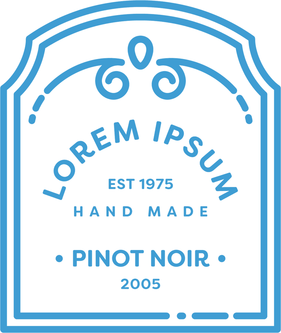 Vintage Styled Blue Wine Label Template on Transparent Background