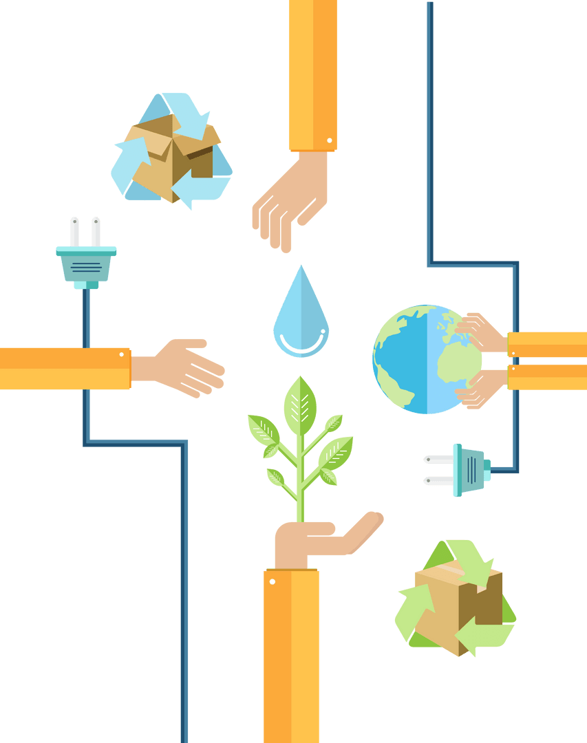 Sustainable Ecology Concepts Illustrated on Transparent Background