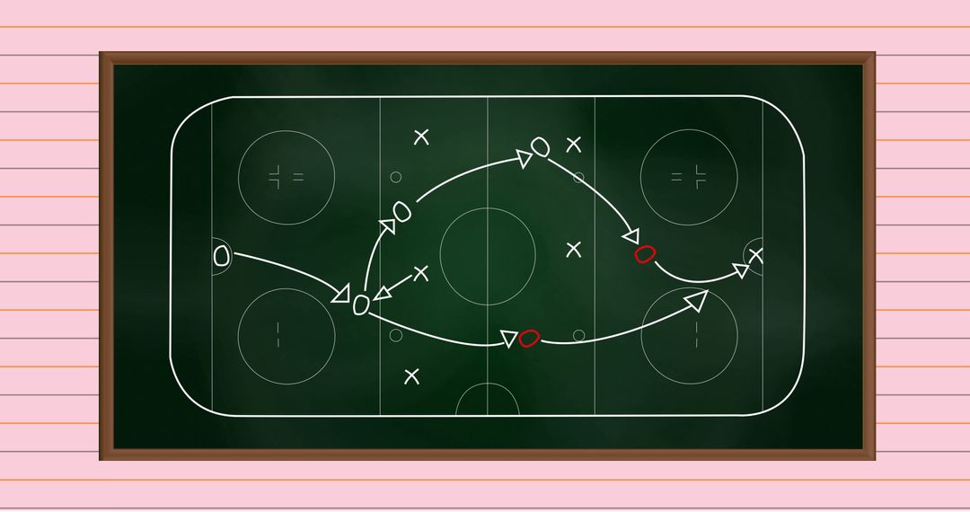 Ice Hockey Strategy Diagram on Blackboard Background