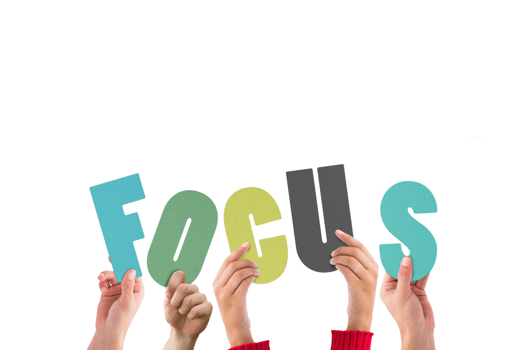 Hands Raising Focus Letters Transparent Background Digital Illustration