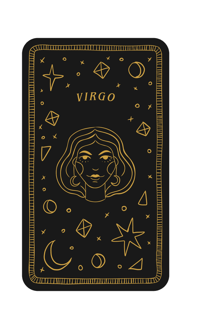Detailed Virgo Playing Card on Transparent Background