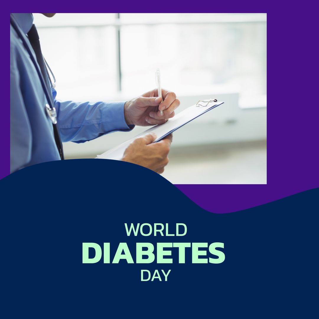 World Diabetes Day Awareness with Doctor Documenting Observations