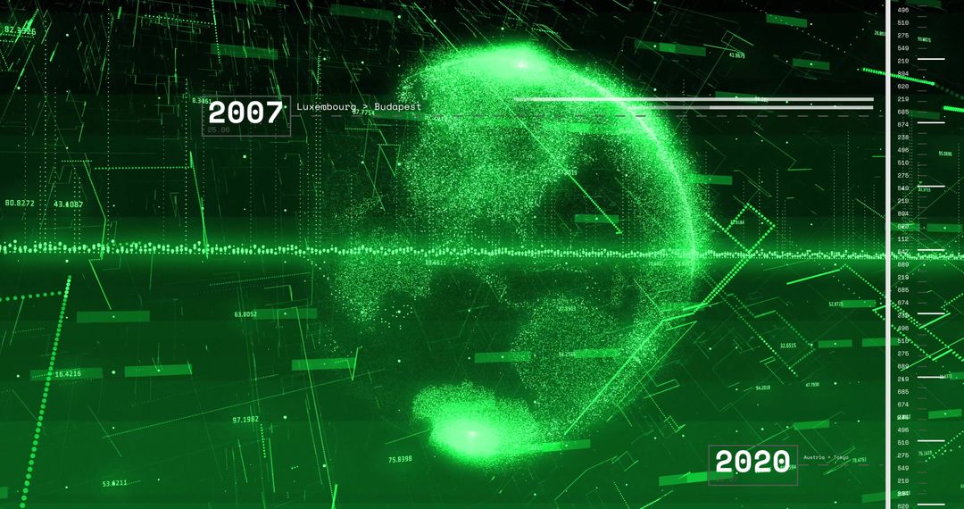 Futuristic Green Digital Silhouette with Data Animation
