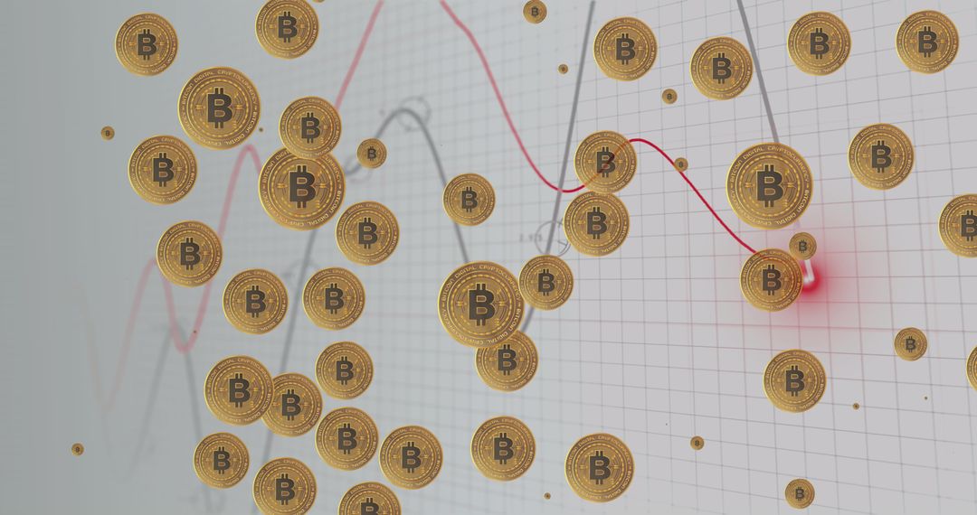 Bitcoins Hover Over Financial Graph Depicting Market Trends