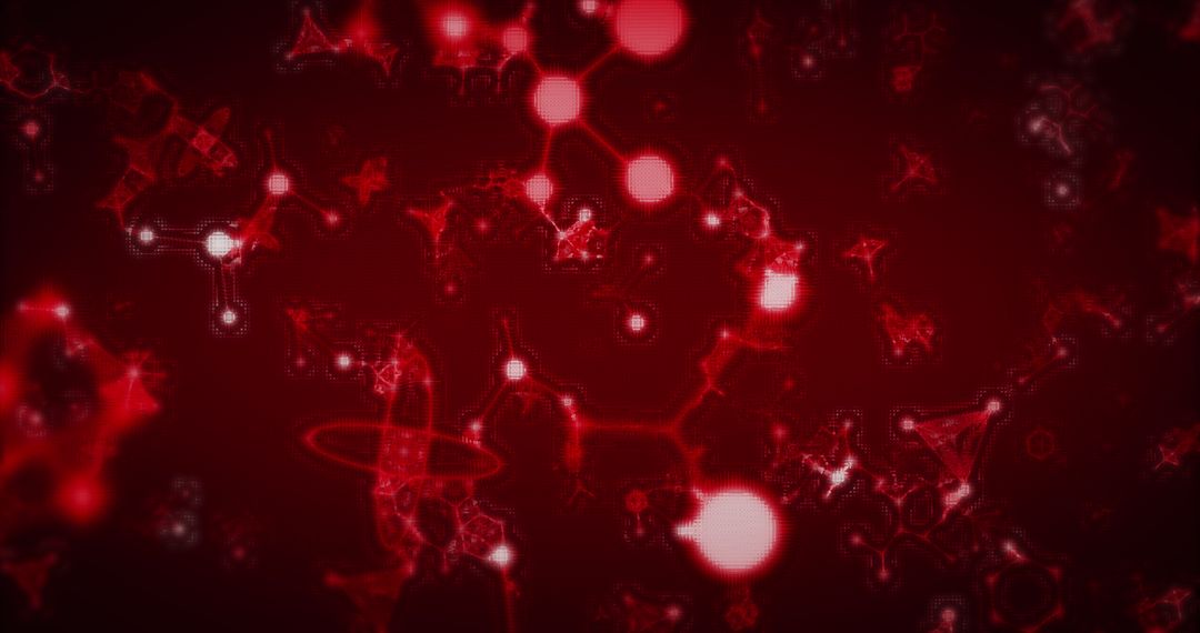 Abstract Red Glowing Molecules Moving Concepts