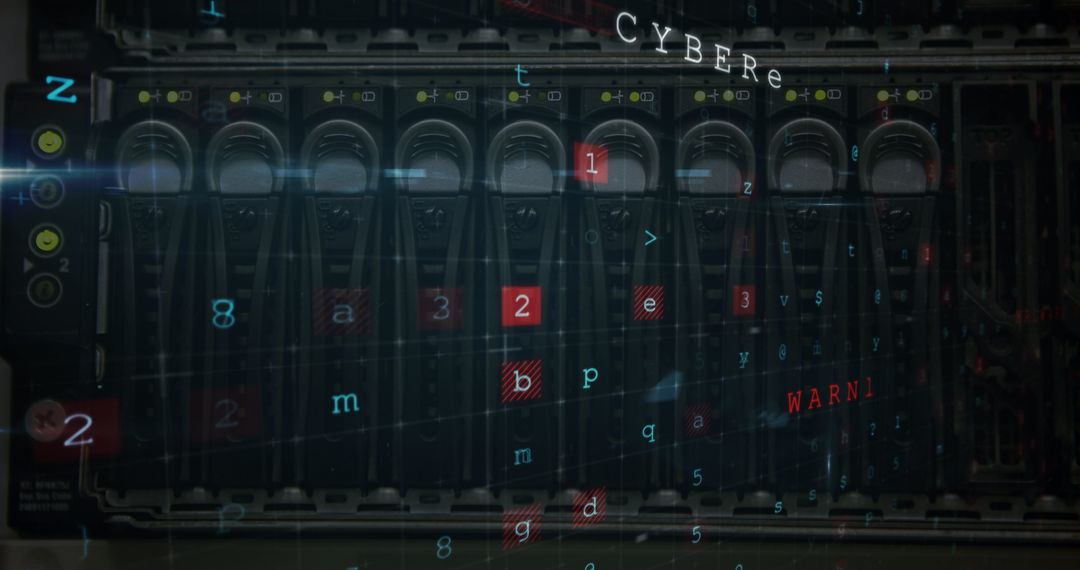 Close-up of Network Server Indicating Cyber Crime Attack