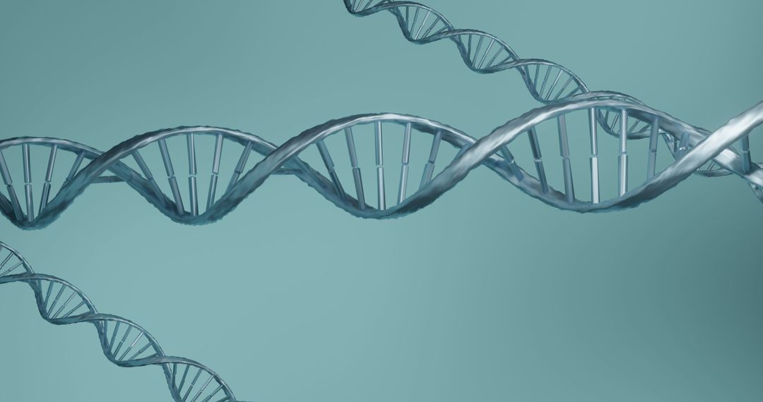 3D Blue DNA Strand Spinning in Macro View