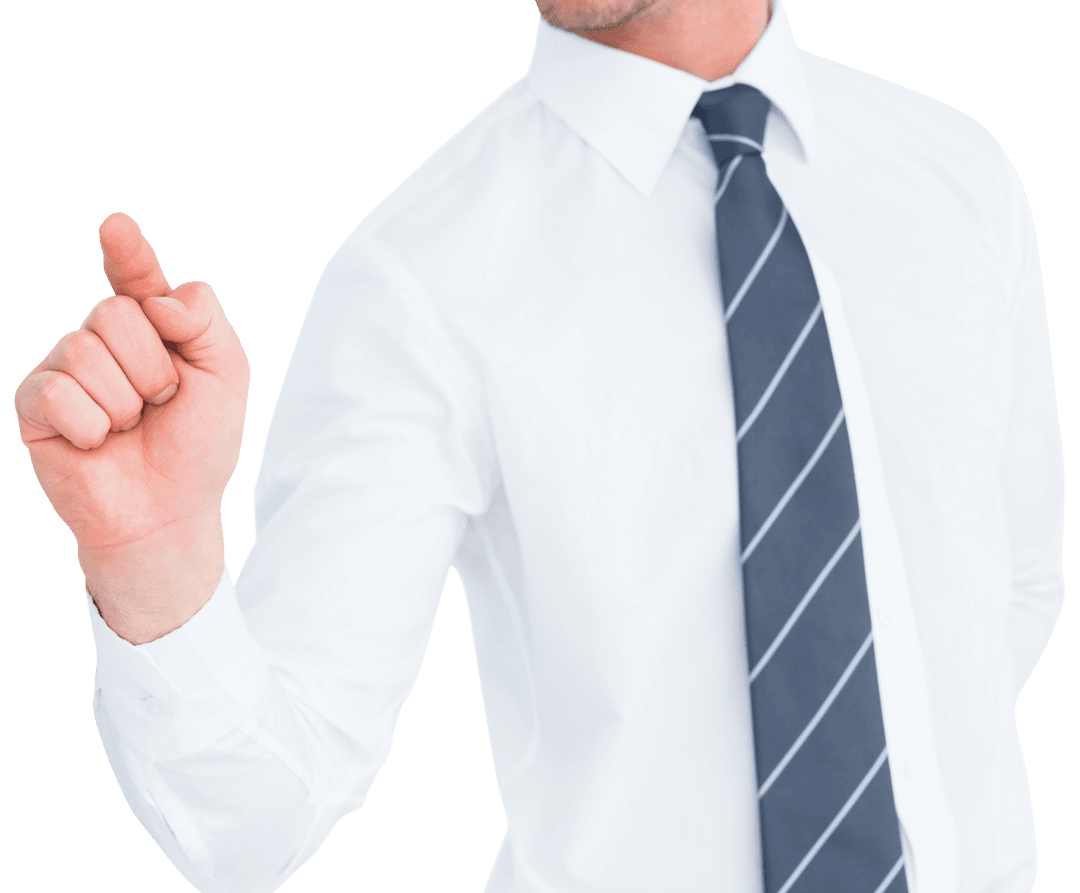 Transparent Businessman Pointing Presentation Gesture