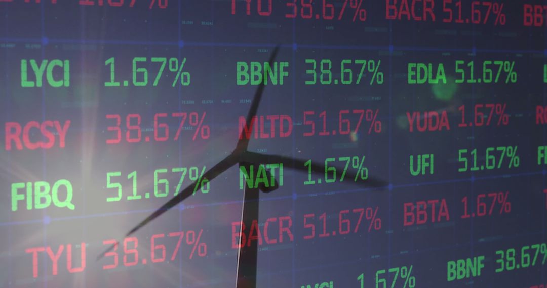 Renewable Energy Concept with Wind Turbine and Stock Market Data