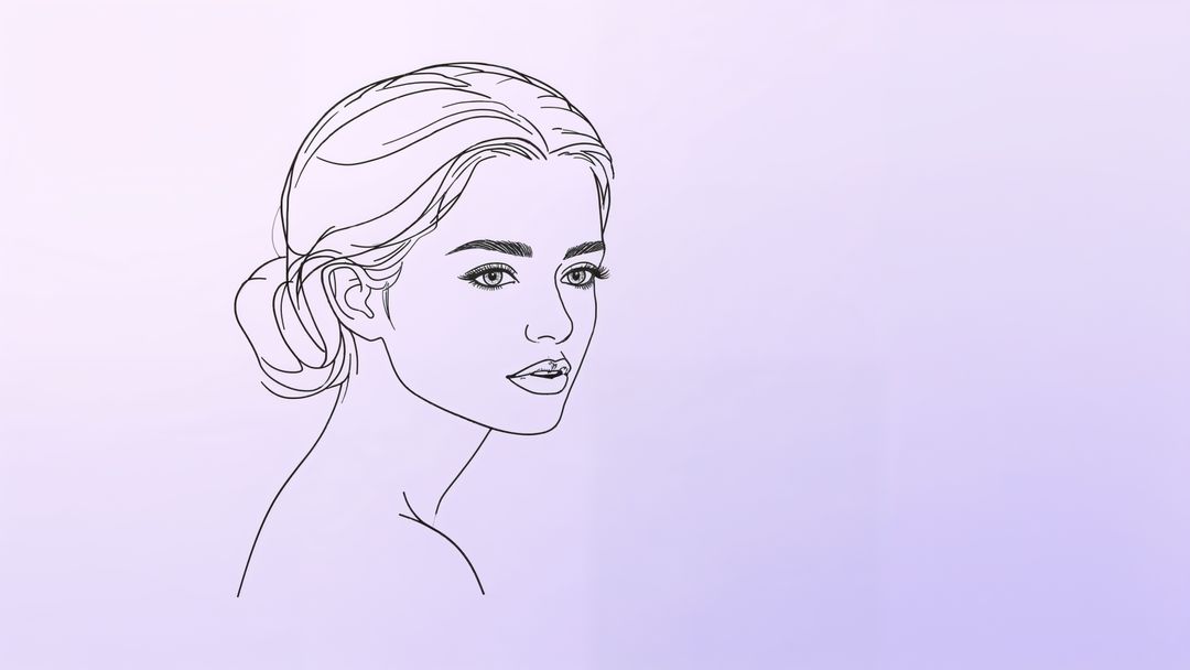 Elegant beautiful lady portrait with lavender gradient background