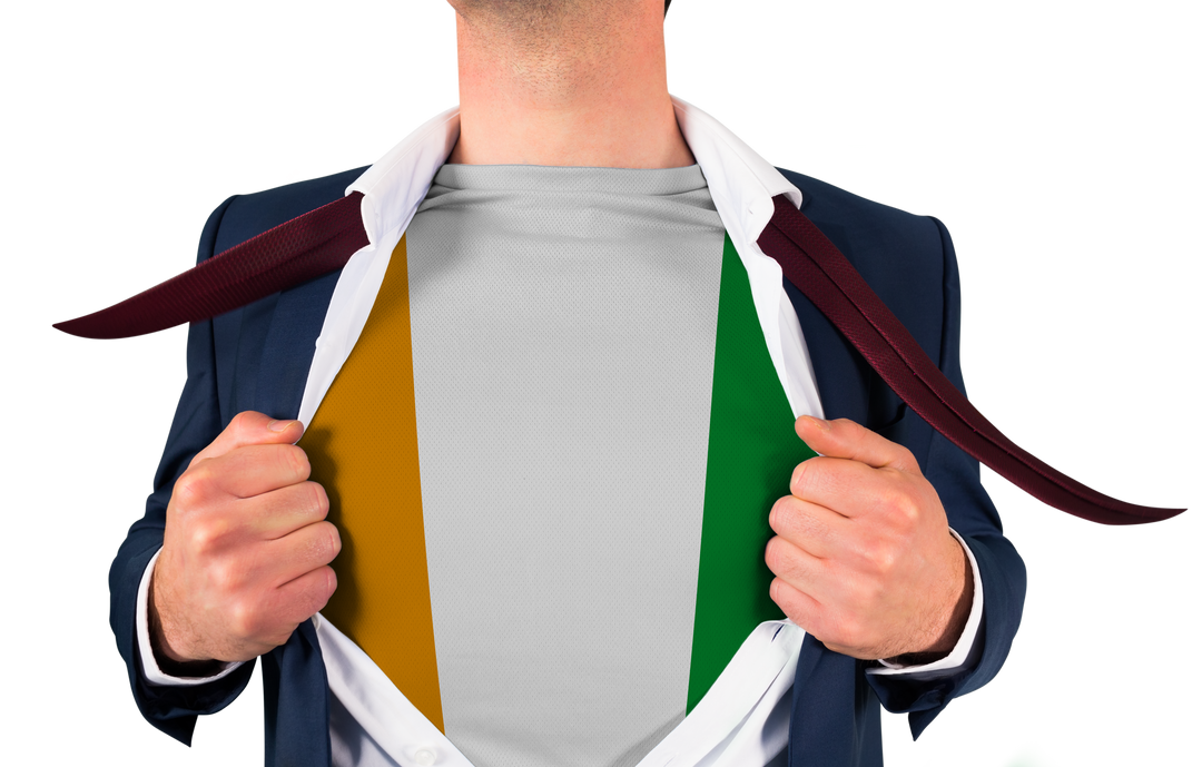 Transparent Businessman Opening Shirt to Reveal Ivory Coast Flag - Download Free Stock Images Pikwizard.com