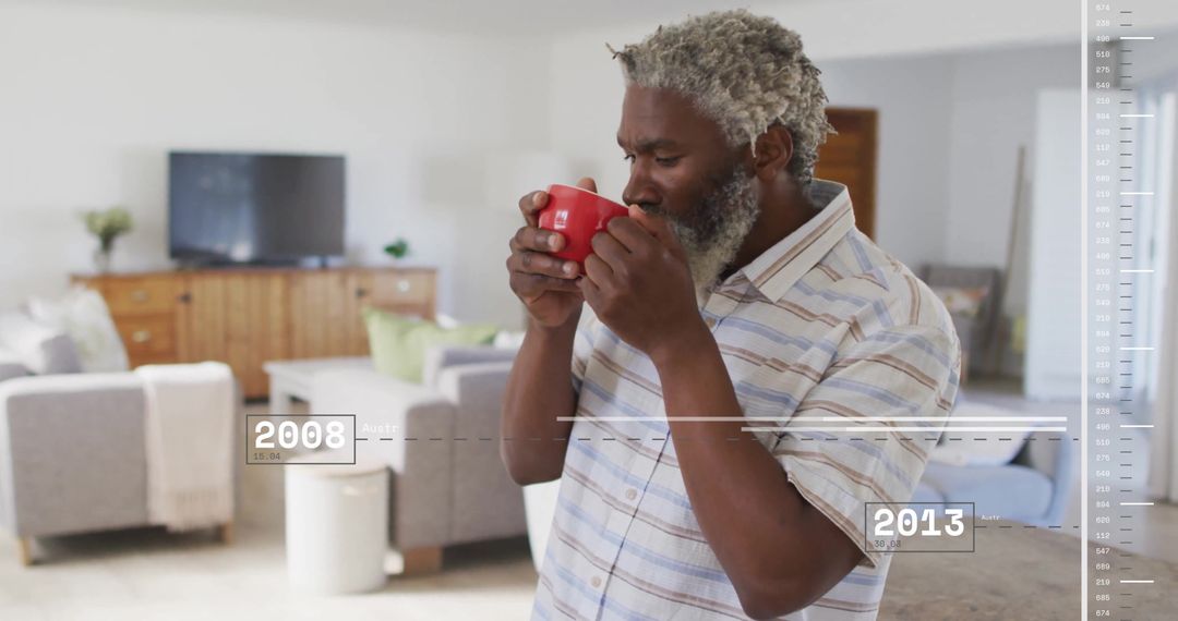 Relaxed Man Enjoying Coffee in Minimalist Living Room Setting