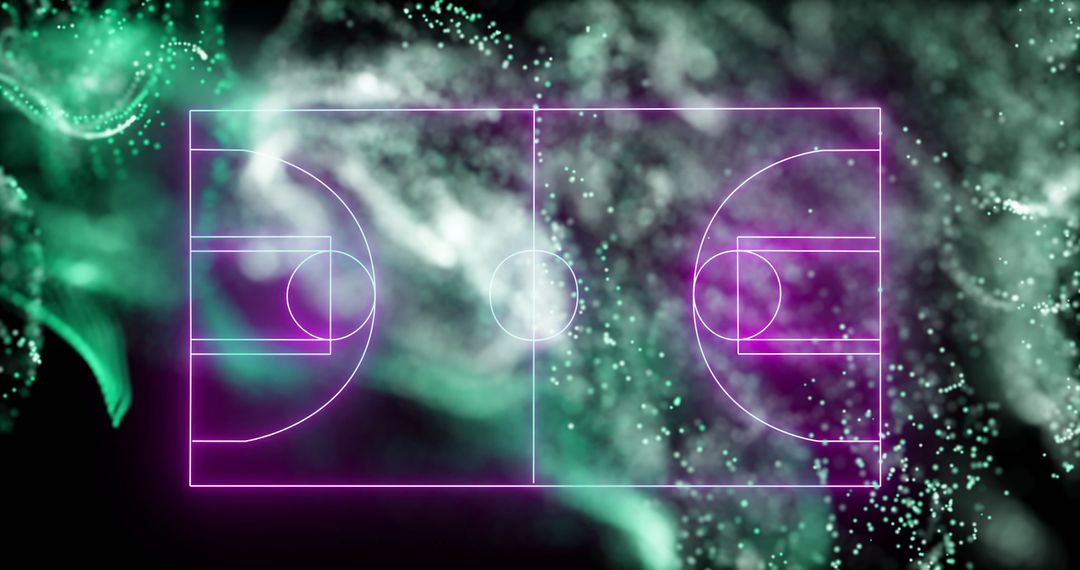Abstract Neon Basketball Court with Vibrant Background Magic
