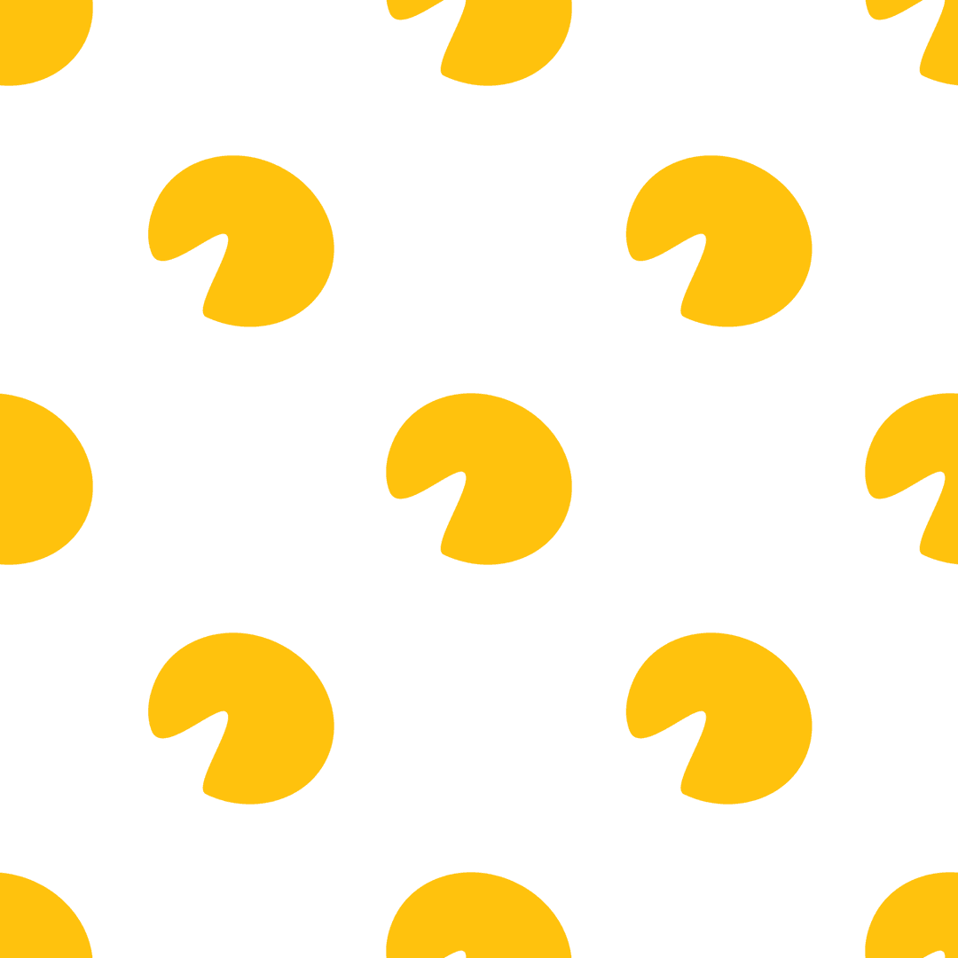 Seamless Yellow Pac-Man Pattern on Transparent Background