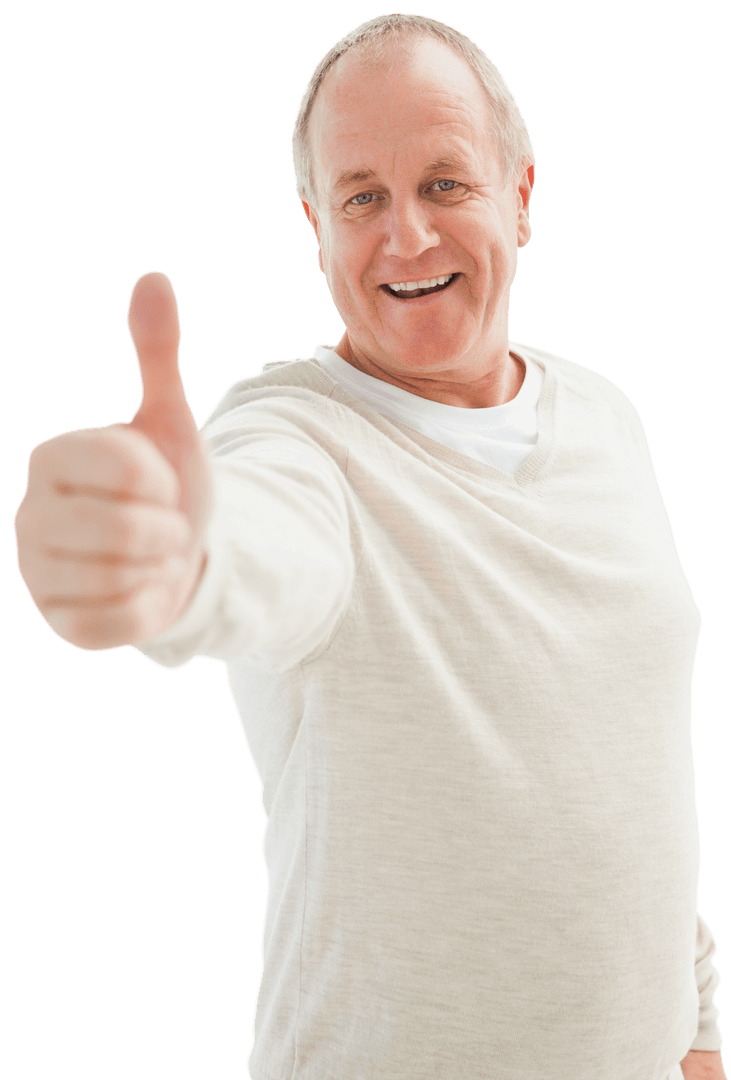 Transparent Happy Mature Man Giving Thumbs Up Gesture