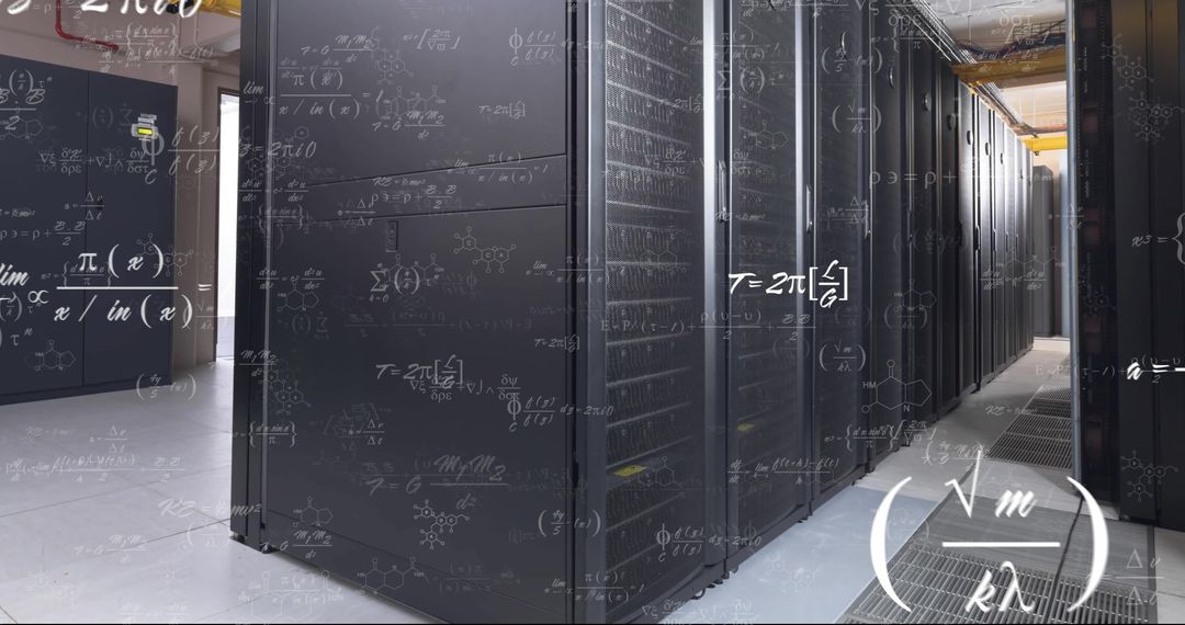Advanced Data Processing in Large Server Room with Mathematical Concepts - Free Images, Stock Photos and Pictures on Pikwizard.com