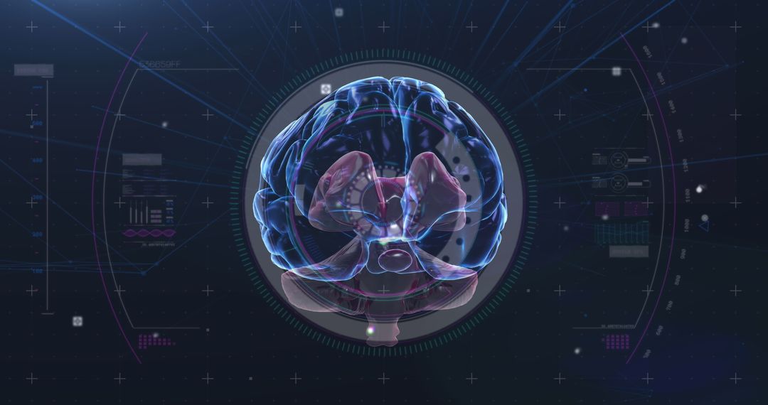 Digital Spinning Brain with Futuristic Elements