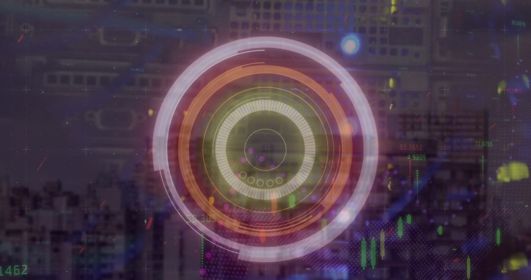 Data Processing Interface Overlay on Urban Landscape