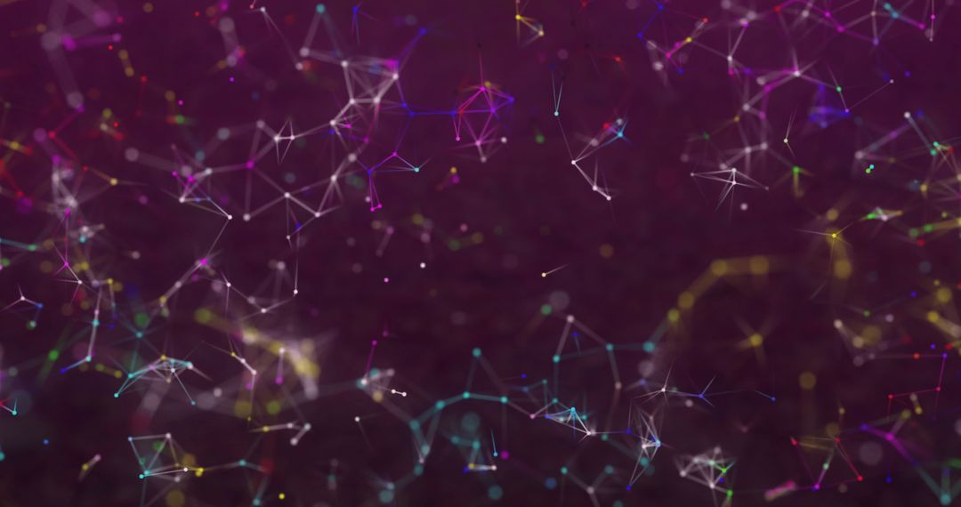 Abstract Network of Colorful Shapes on Dark Backdrop