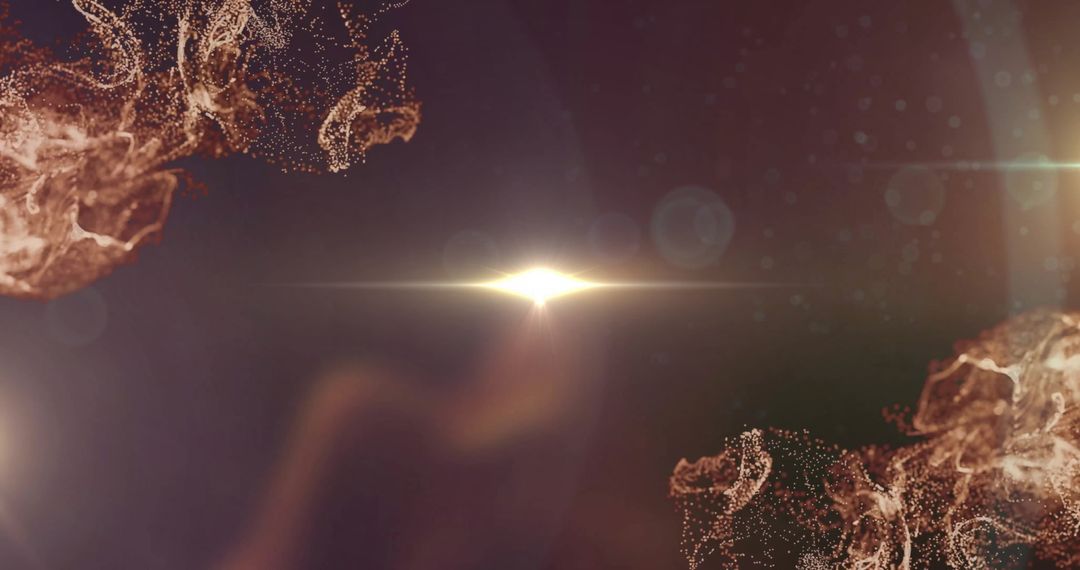 Abstract Light Trails and Moving Particles on Brown Background