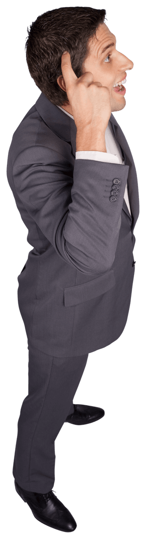 Thoughtful Businessman Walking Gesture Transparent Background