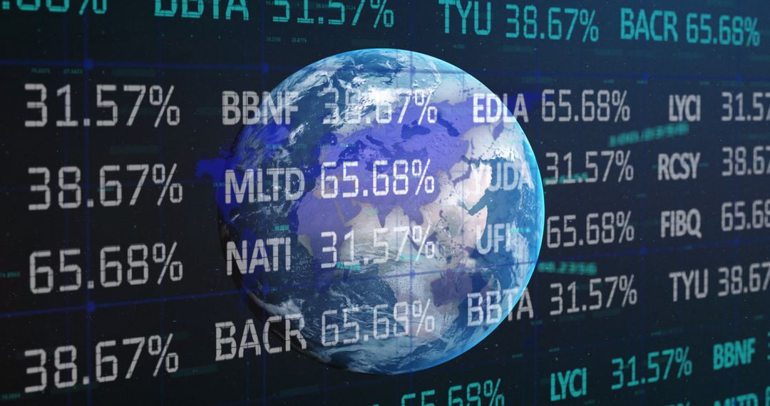Earth Surrounded by Stock Exchange Data Illustrating Global Finance Market Trends