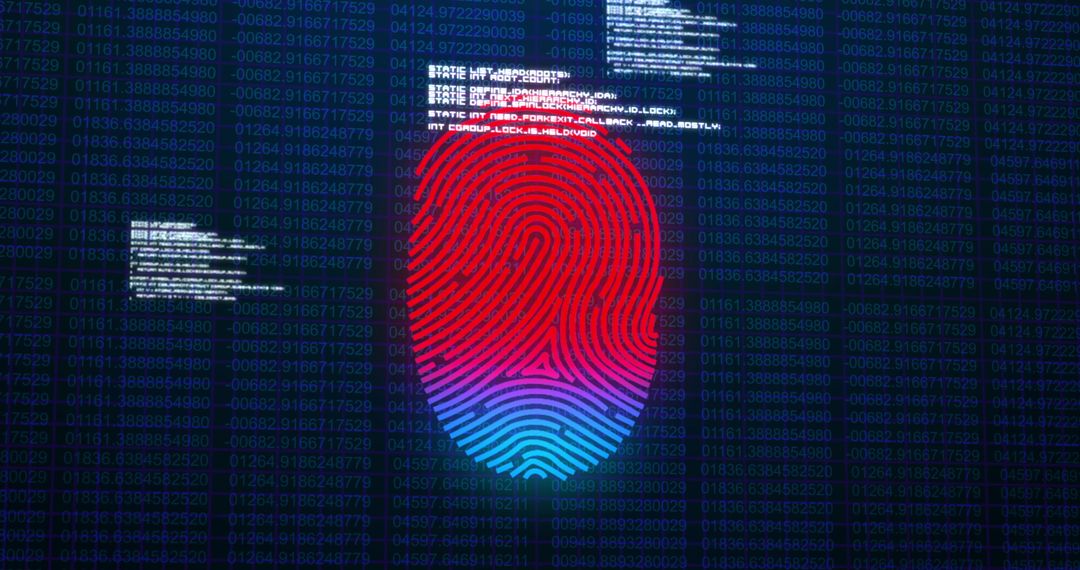Digital Biometric Fingerprint on Data Background