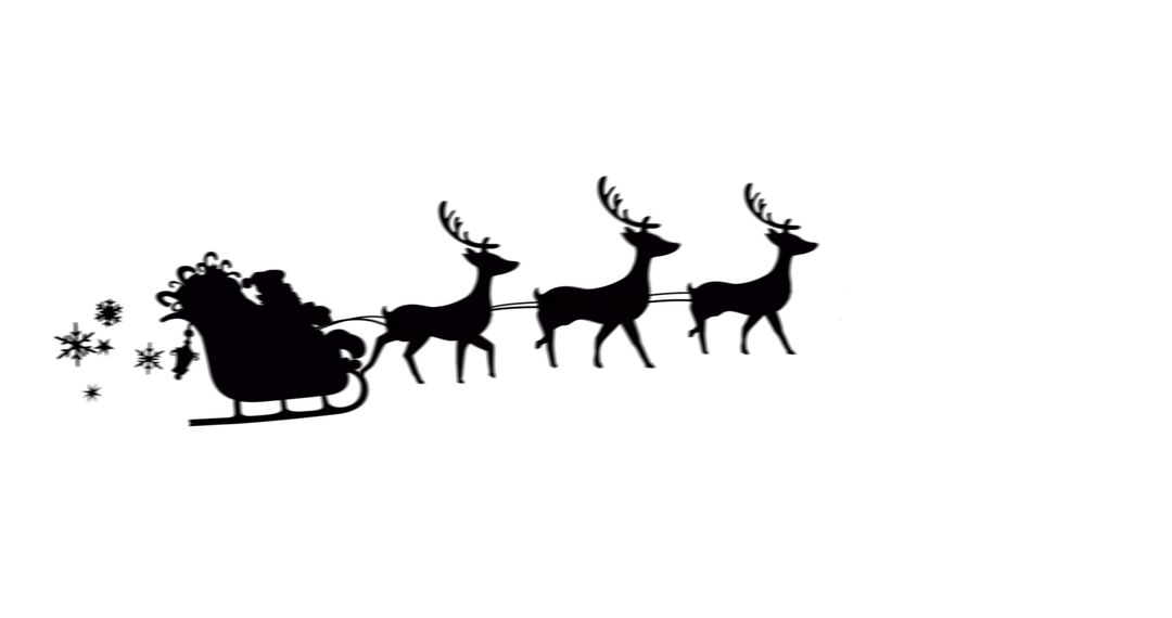 Santa Claus Silhouette with Reindeer Sleigh on White Background - Free Images, Stock Photos and Pictures on Pikwizard.com