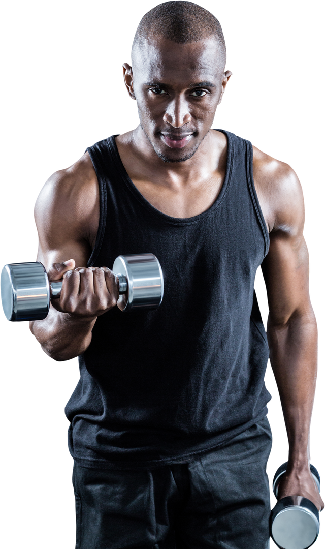 Muscular Man Exercising with Dumbbell Clear Cover - Download Free Stock Images Pikwizard.com