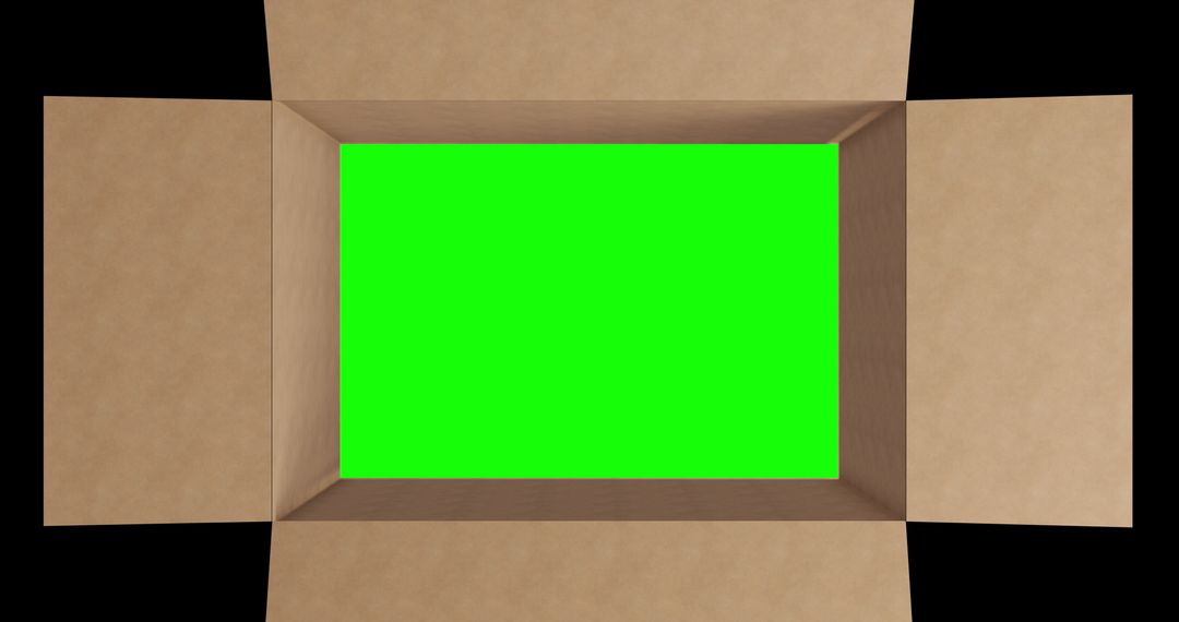 Open Cardboard Box with Green Screen for Creative Design