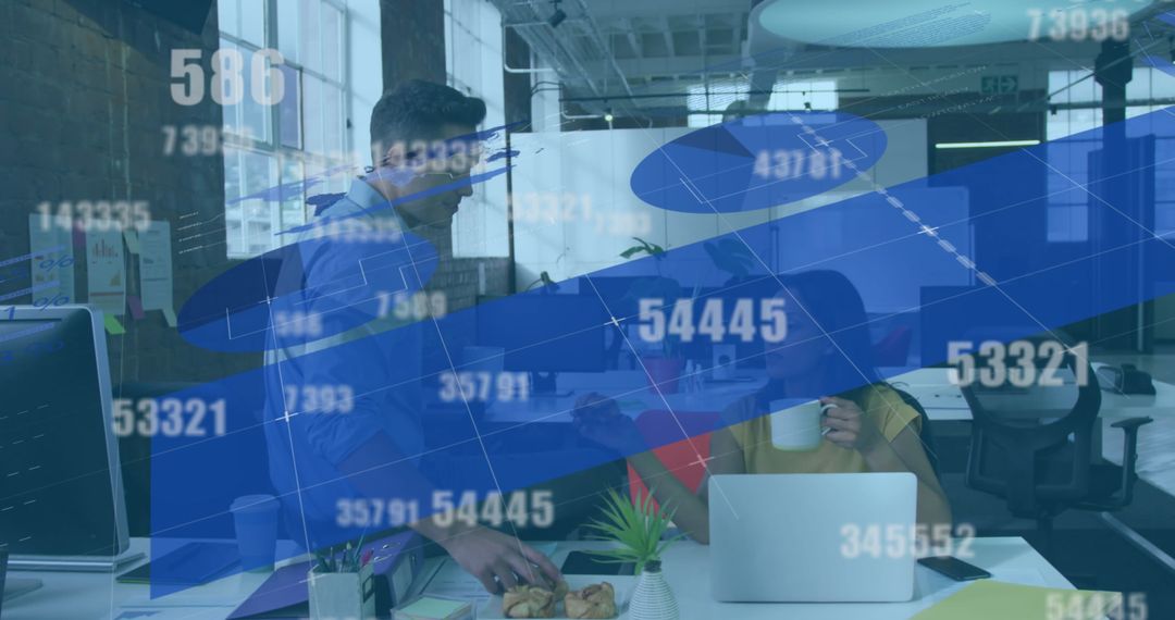 Colleagues Discussing Business Statistics in Modern Office