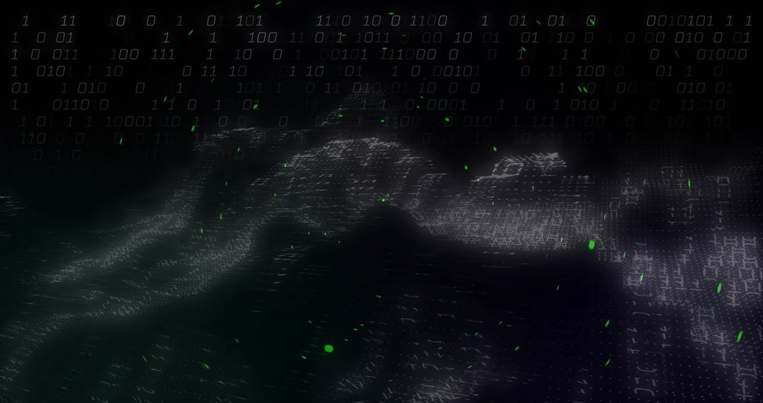 Binary Streams Flowing Through Futuristic Digital Grid