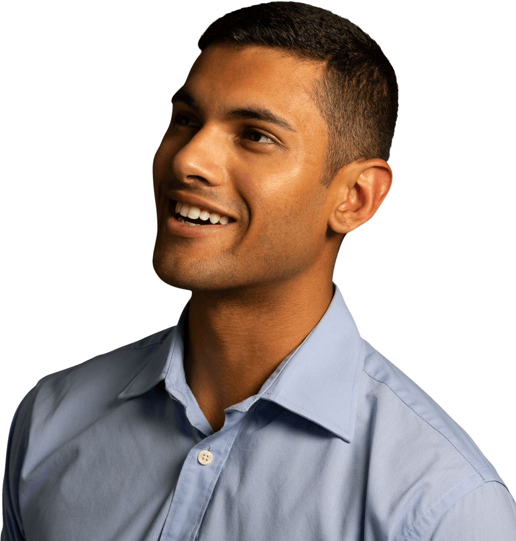 Portrait of Smiling Biracial Businessman on Transparent Background