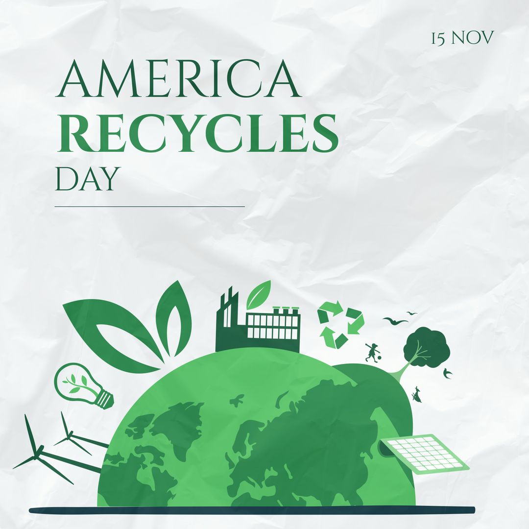 America Recycles Day Celebration Design with Eco Symbols