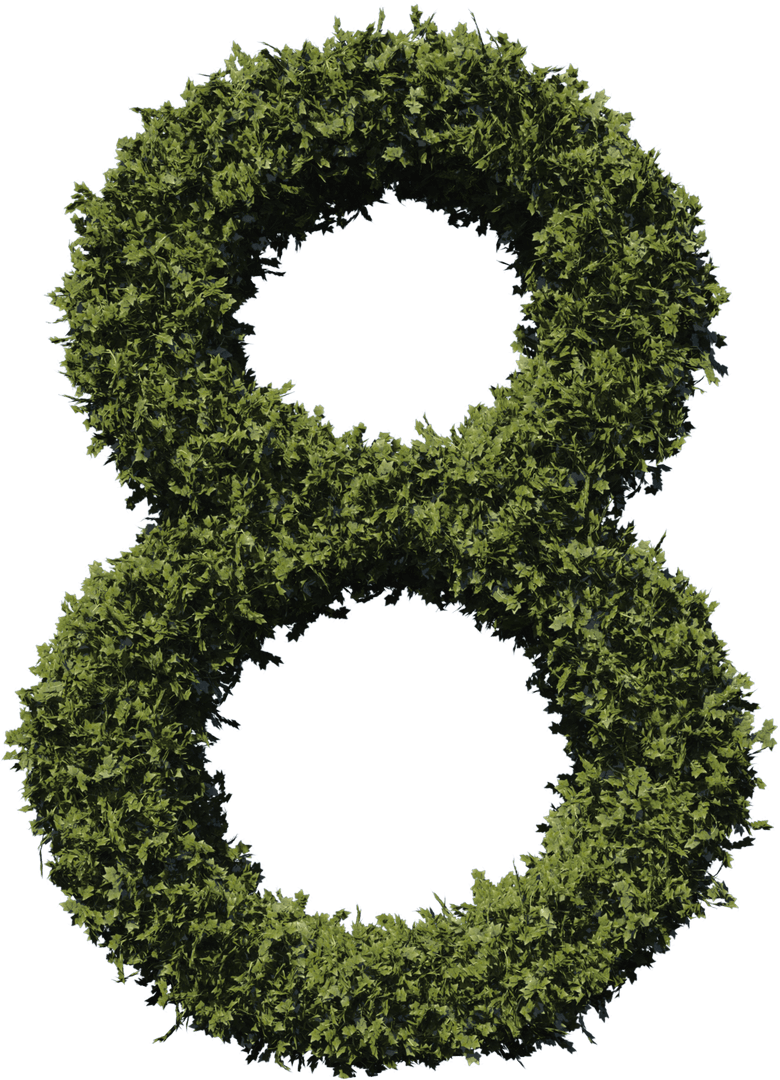 Transparent Number Eight Made from Green Foliage