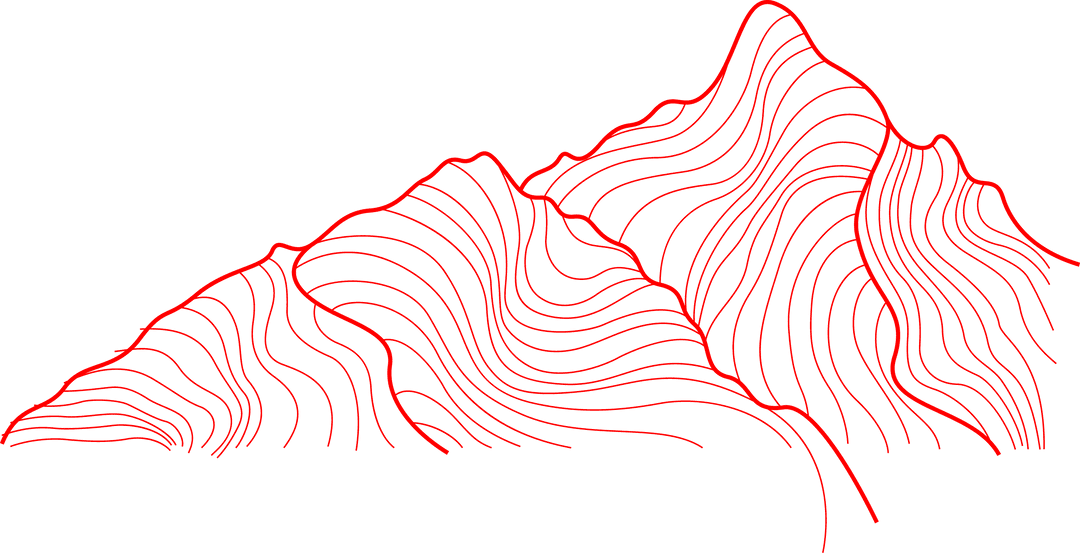 Abstract red contour line art on transparent background