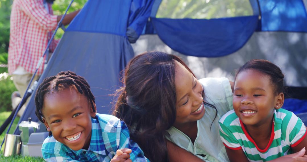 Happy African American Family Camping in Nature - Free Images, Stock Photos and Pictures on Pikwizard.com