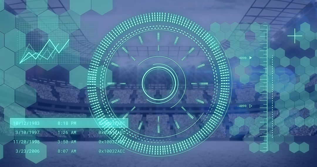 Digital Interface Scanning Sports Stadium Futuristic Display