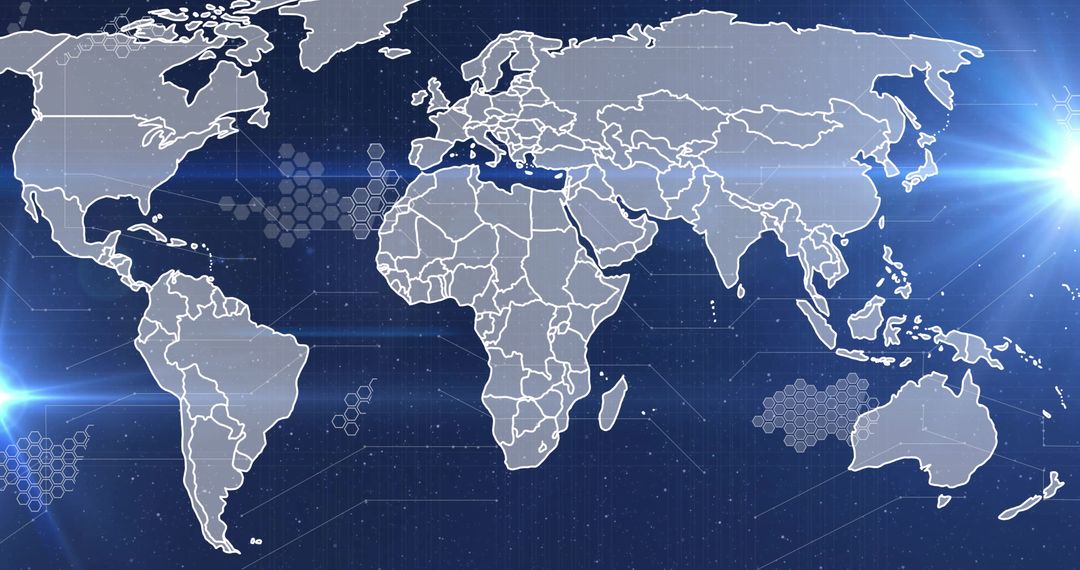 Digital World Map with Financial Data Elements