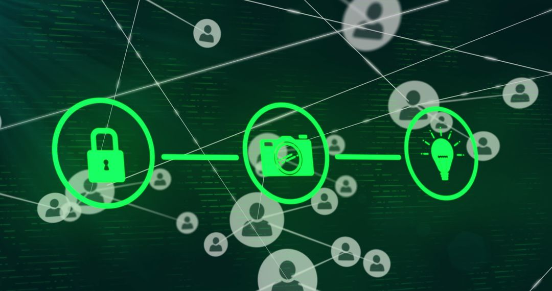 Digital Data Security and Networking Concept with Symbolic Icons