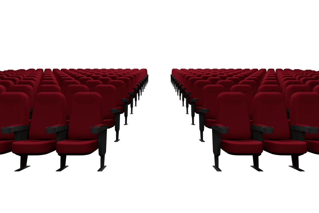 Rows of Red Theater Chairs on Transparent Background